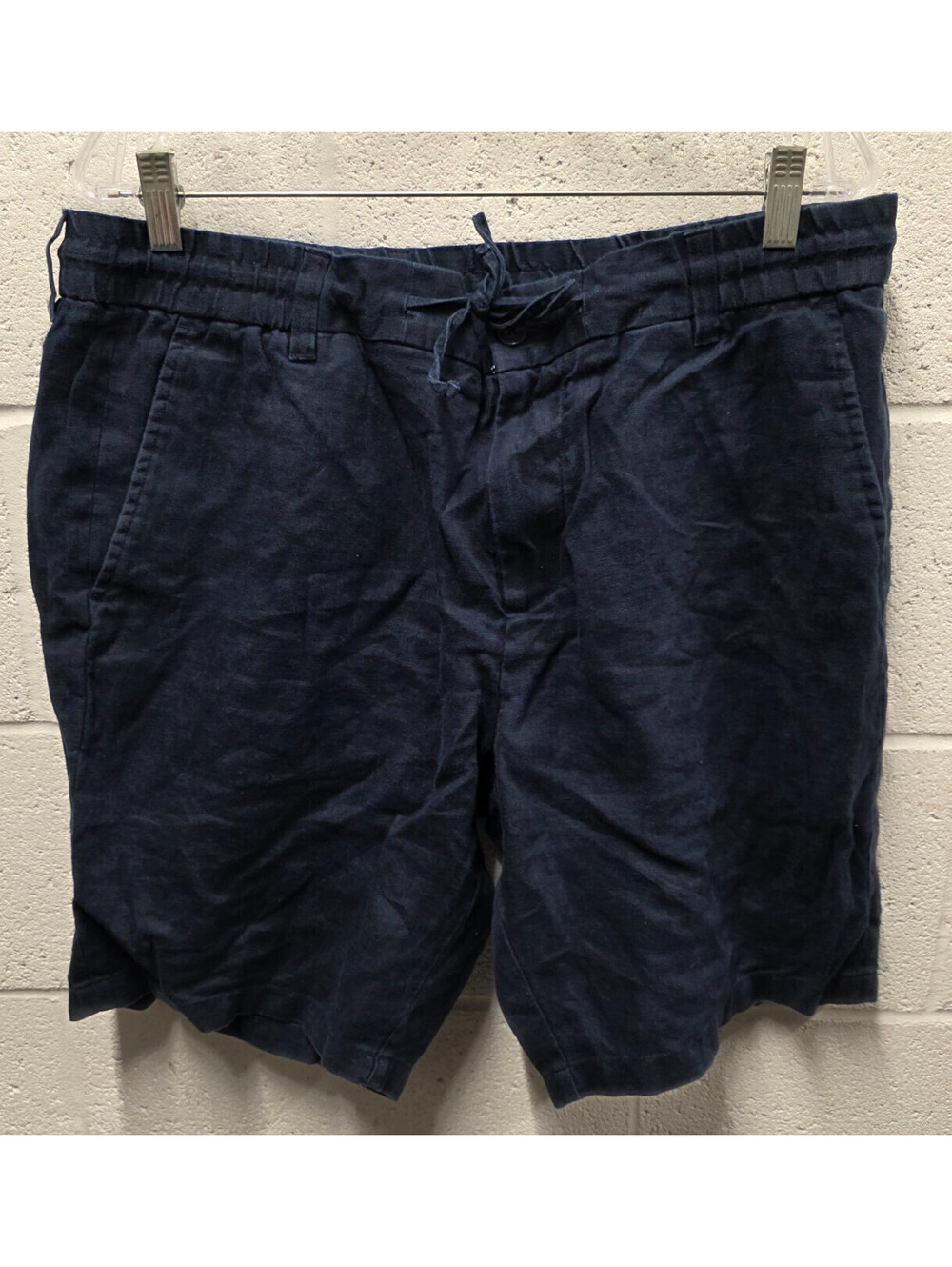 NN07 Seb Shorts  Mens 36 NAvy Blue Linen Cotton Drawstring Waist Casual Chino
